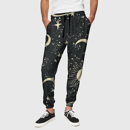 Мужские брюки Звёздная карта с лунами и солнцем / 3D-принт – фото 3