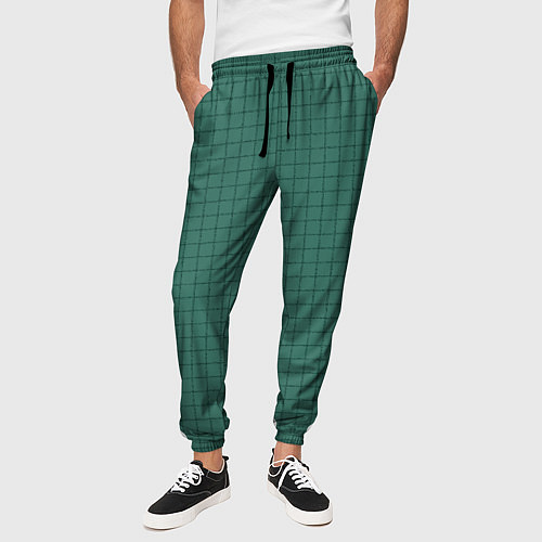 Мужские брюки Патиново-зелёный в клетку / 3D-принт – фото 3