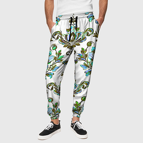 Мужские брюки Цветочный винтажный узор / 3D-принт – фото 3