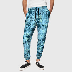 Брюки на резинке мужские Абстракция бирюзовый, цвет: 3D-принт — фото 2