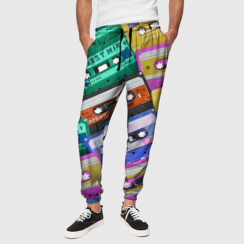 Мужские брюки Аудио кассеты разноцветные / 3D-принт – фото 3