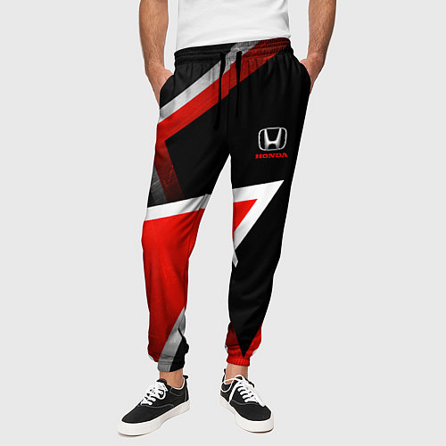 Мужские брюки Honda - красные треугольники / 3D-принт – фото 3