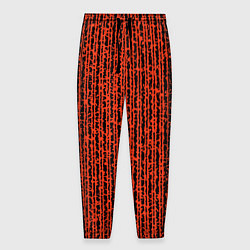 Брюки на резинке мужские Полосатый чёрно-оранжевый, цвет: 3D-принт