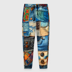 Брюки на резинке мужские Vanguard denim patchwork - ai art, цвет: 3D-принт