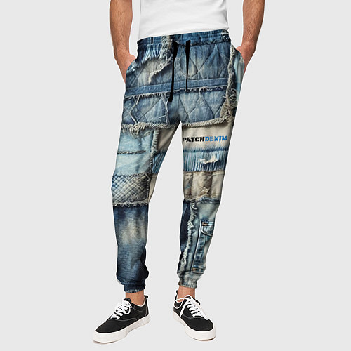 Мужские брюки Patchwork denim - vogue / 3D-принт – фото 3