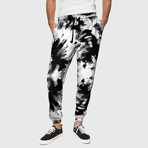 Мужские брюки Серо белый тайдай / 3D-принт – фото 3