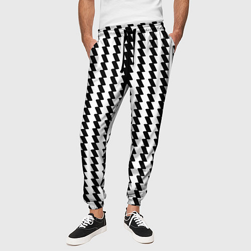 Мужские брюки Чёрно-белые вертикальные полосы / 3D-принт – фото 3
