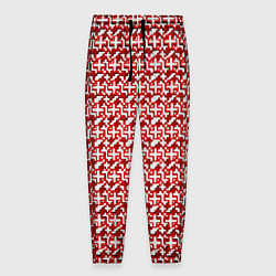 Мужские брюки Белые плюсики на красном фоне