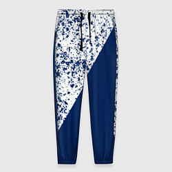 Брюки на резинке мужские Сине-белый пополам, цвет: 3D-принт