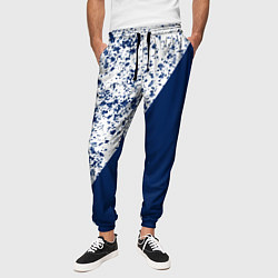 Брюки на резинке мужские Сине-белый пополам, цвет: 3D-принт — фото 2