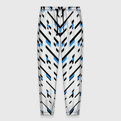 Брюки на резинке мужские Black and blue stripes on a white background, цвет: 3D-принт