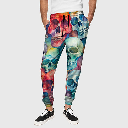 Мужские брюки Красочный узор с черепами / 3D-принт – фото 3