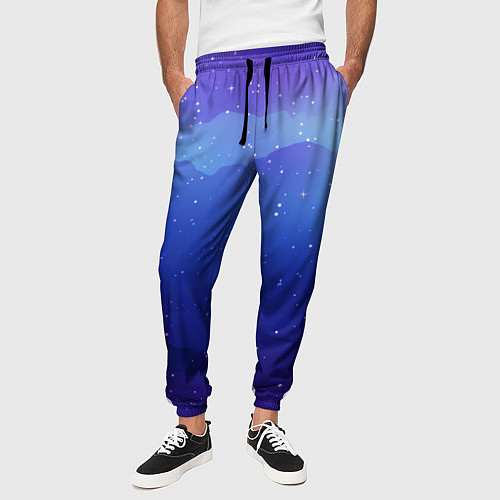 Мужские брюки Синий космос и звезды / 3D-принт – фото 3