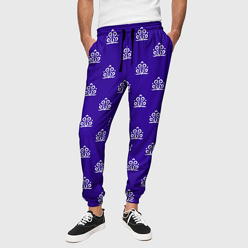 Мужские брюки Винтажный орнамент на синем / 3D-принт – фото 3