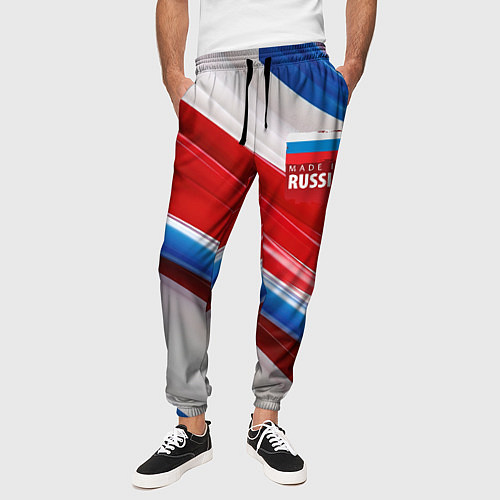Мужские брюки Герб России на абстрактном фоне / 3D-принт – фото 3