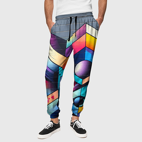 Мужские брюки Геометрическое абстрактное граффити - нейросеть / 3D-принт – фото 3