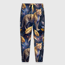 Мужские брюки Леопард с золотыми листьями паттерны