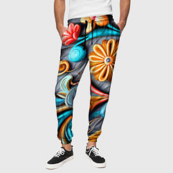 Брюки на резинке мужские Растительный узор - нейросеть, цвет: 3D-принт — фото 2