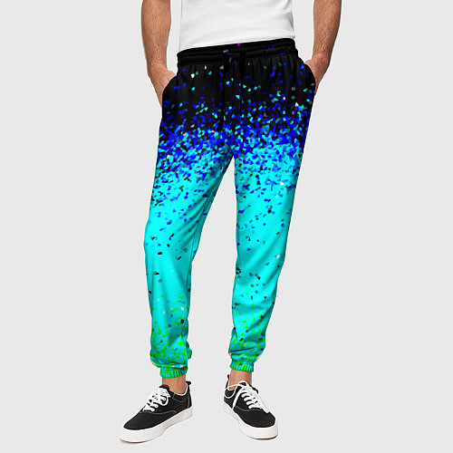 Мужские брюки Пикселизация неоновых цветов / 3D-принт – фото 3