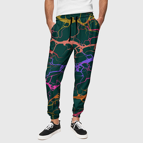 Мужские брюки Разряды на зеленом / 3D-принт – фото 3