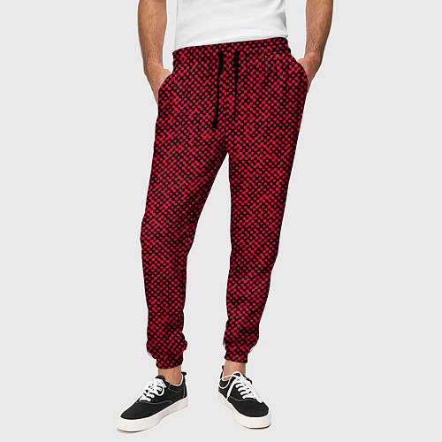 Мужские брюки Текстурированный красно-чёрный / 3D-принт – фото 3