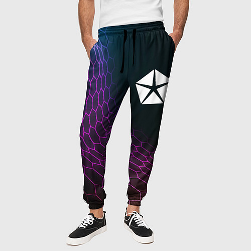 Мужские брюки Jeep neon hexagon / 3D-принт – фото 3