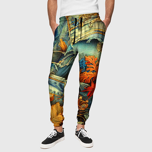 Мужские брюки Композиция из цветов и рваной джинсы - нейросеть / 3D-принт – фото 3