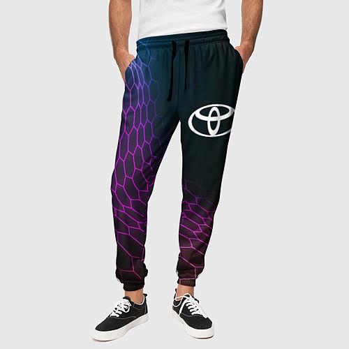 Мужские брюки Toyota neon hexagon / 3D-принт – фото 3