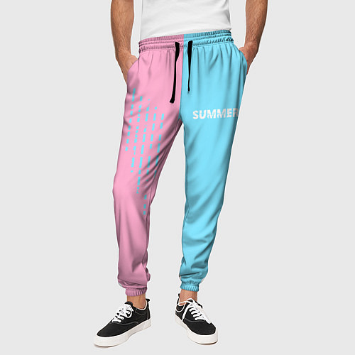 Мужские брюки Summer-pink and blue / 3D-принт – фото 3