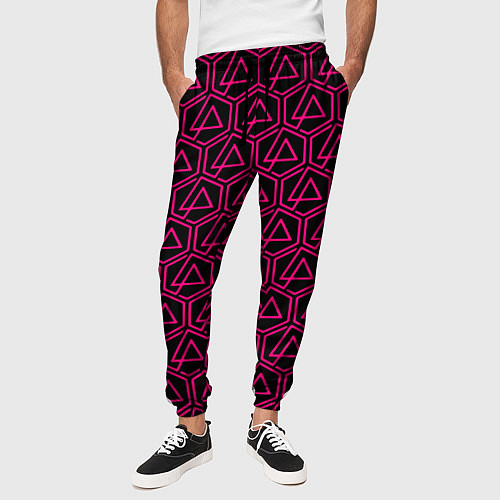 Мужские брюки Linkin park pink logo / 3D-принт – фото 3