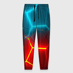 Мужские брюки Голубые и красные неоновые плиты в разломе