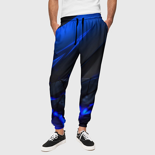 Мужские брюки Синяя абстракция с плитами / 3D-принт – фото 3