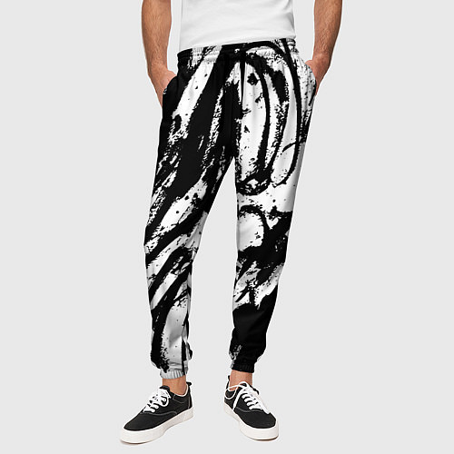 Мужские брюки Чёрно-белая абстракция: нейросеть / 3D-принт – фото 3