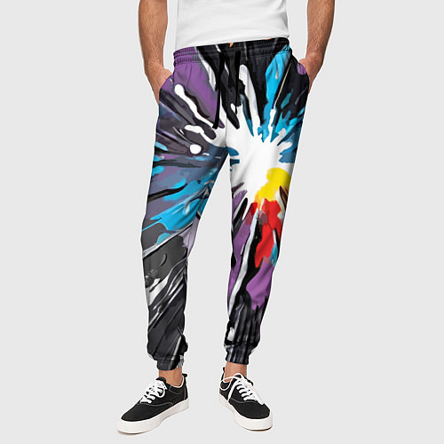 Мужские брюки Кляксы краски - абстракция / 3D-принт – фото 3