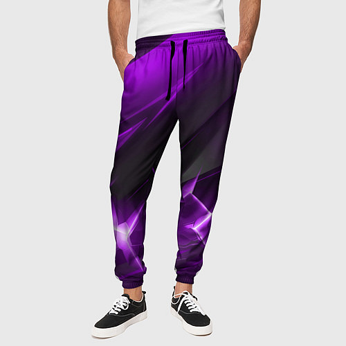 Мужские брюки Фиолетовая объемная абстракция / 3D-принт – фото 3
