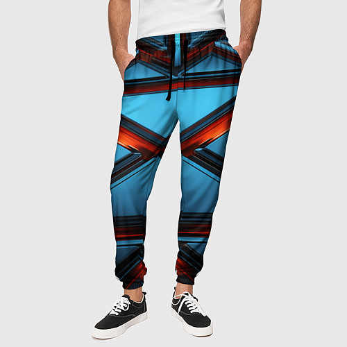 Мужские брюки Абстрактные треугольные плиты со светом / 3D-принт – фото 3