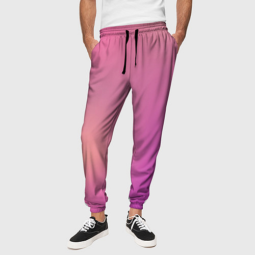 Мужские брюки Розовый и желтый / 3D-принт – фото 3