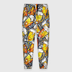 Брюки на резинке мужские Граффити пиво пенное, цвет: 3D-принт