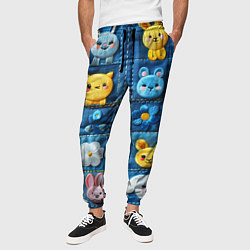 Брюки на резинке мужские Зайчата на пэчворк, цвет: 3D-принт — фото 2