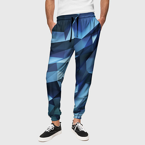 Мужские брюки Искаженная синяя геометрия / 3D-принт – фото 3