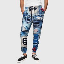 Брюки на резинке мужские Геймерские знаки на пэчворк, цвет: 3D-принт — фото 2