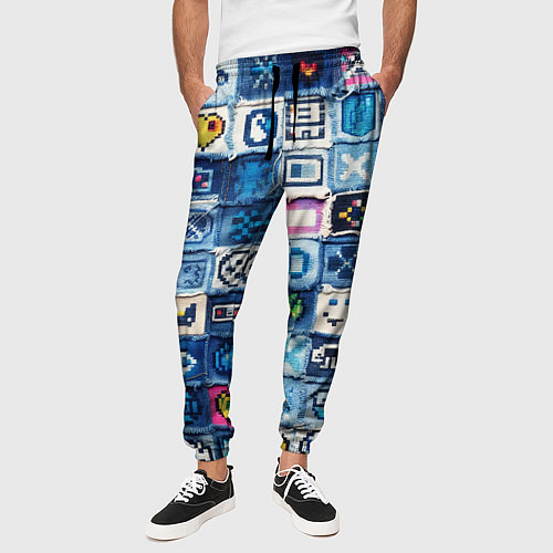 Мужские брюки Пиксельный пэчворк / 3D-принт – фото 3