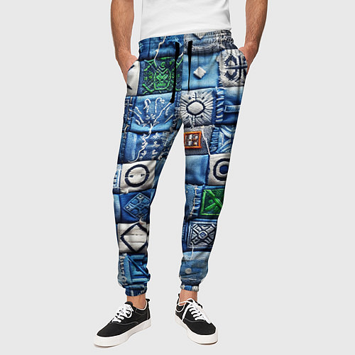 Мужские брюки Геймерский пиксельный пэчворк / 3D-принт – фото 3