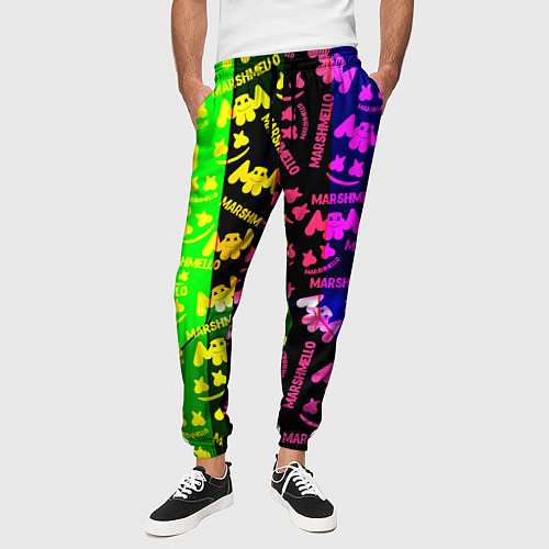 Мужские брюки Marshmello pattern neon steel / 3D-принт – фото 3