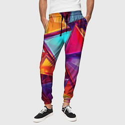 Брюки на резинке мужские Разноцветные треугольники 2, цвет: 3D-принт — фото 2
