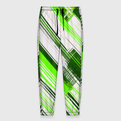 Мужские брюки Зелёные диагональные полосы на белом фоне