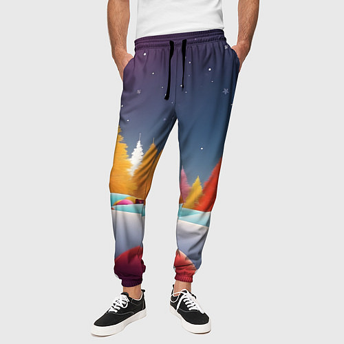 Мужские брюки Яркие новогодние елки / 3D-принт – фото 3