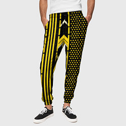 Брюки на резинке мужские Жёлтые обои на чёрном фоне, цвет: 3D-принт — фото 2