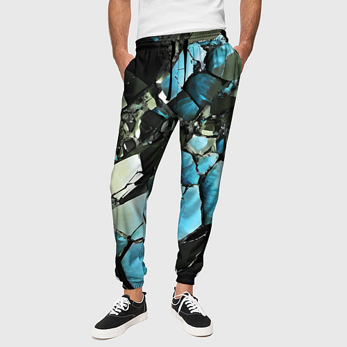 Мужские брюки Чёрно-синий камень / 3D-принт – фото 3