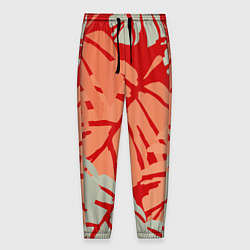Мужские брюки Отпечатки монстеры на красном